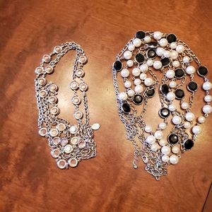 2 M4M Silver Tone & Crystal Necklaces